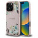 Guess Grained Printed Flower Pattern MagSafe Case for iPhone 16 Pro Pink