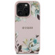 Guess Grained Printed Flower Pattern MagSafe Case for iPhone 16 Pro Pink