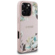 Guess Grained Printed Flower Pattern MagSafe Case for iPhone 16 Pro Pink