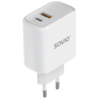 Savio Lādētājs SAVIO Wall Charger 20 W 1&times; USB-A, 1&times; USB-C