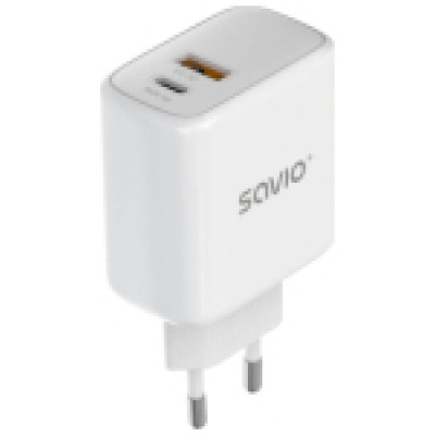 Savio Lādētājs SAVIO Wall Charger 20 W 1&times; USB-A, 1&times; USB-C