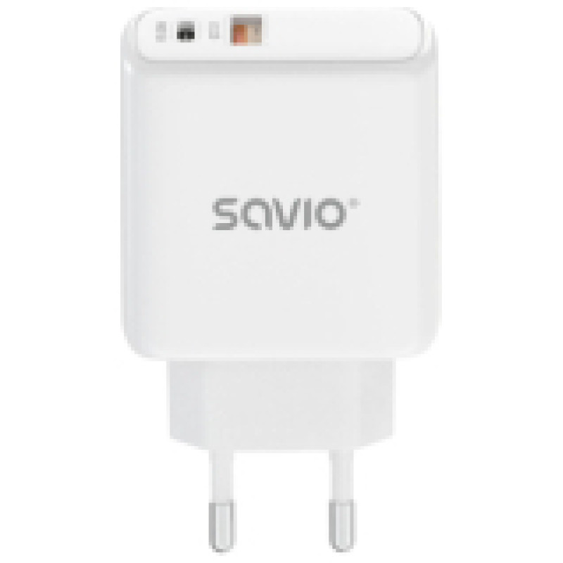 Savio Lādētājs SAVIO Wall Charger 20 W 1&times; USB-A, 1&times; USB-C