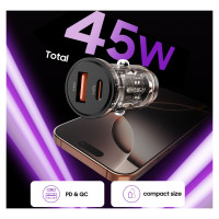 Tech-Protect CC01 45W 2-Port USB-A / USB-C Car Charger - Black