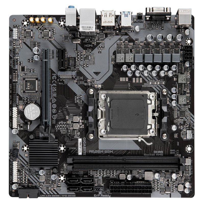 Gigabyte Mainboard|GIGABYTE|AMD A620|Socket AM5|micro ATX|RAM DDR5-SDRAM|2xSlots|1xPCI Express x1 slots|1xPCI Express x16 slots|1xNumber of M.2 (M) slots|A620MS2H2.2