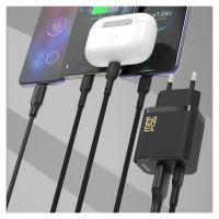 Dudao A27MaxCEU PD QC 35W USB-A USB-C Wall Charger with USB-C Cable - Black