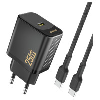 Dudao A27CEU PD 25W GaN SB-C Wall Charger with USB-C Cable - Black