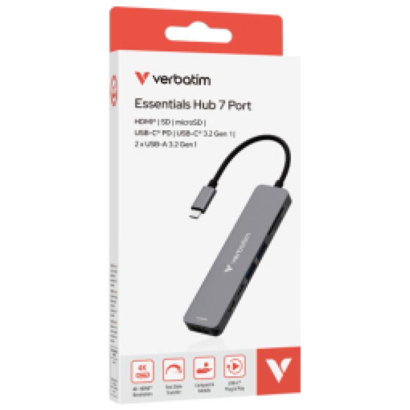 Verbatim Dokstacija Verbatim USB-C Essentials Multiport Hub 7 Port
