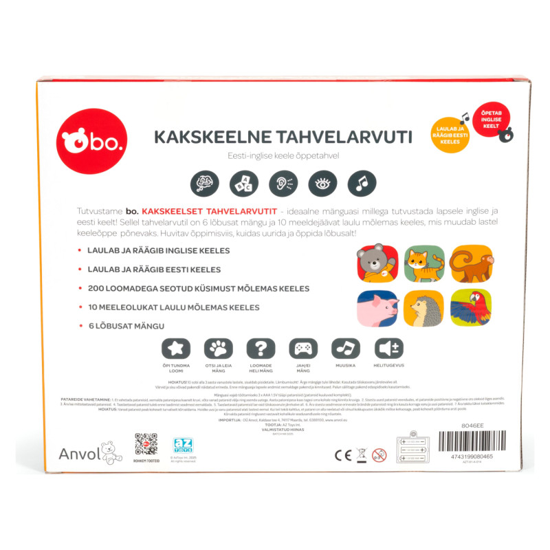BO. Educational Toy - Bilingual Tablet (Estonian lang.)