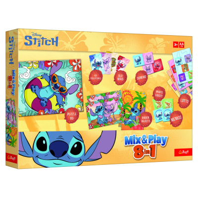 Trefl DISNEY STITCH 8in1 Mix&play galda spēļu komplekts
