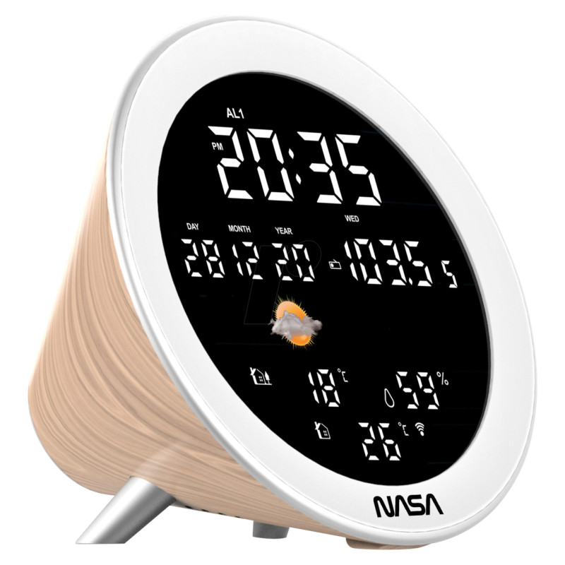 Nasa WSP1700 wood Weather Station/Speaker BT Ship