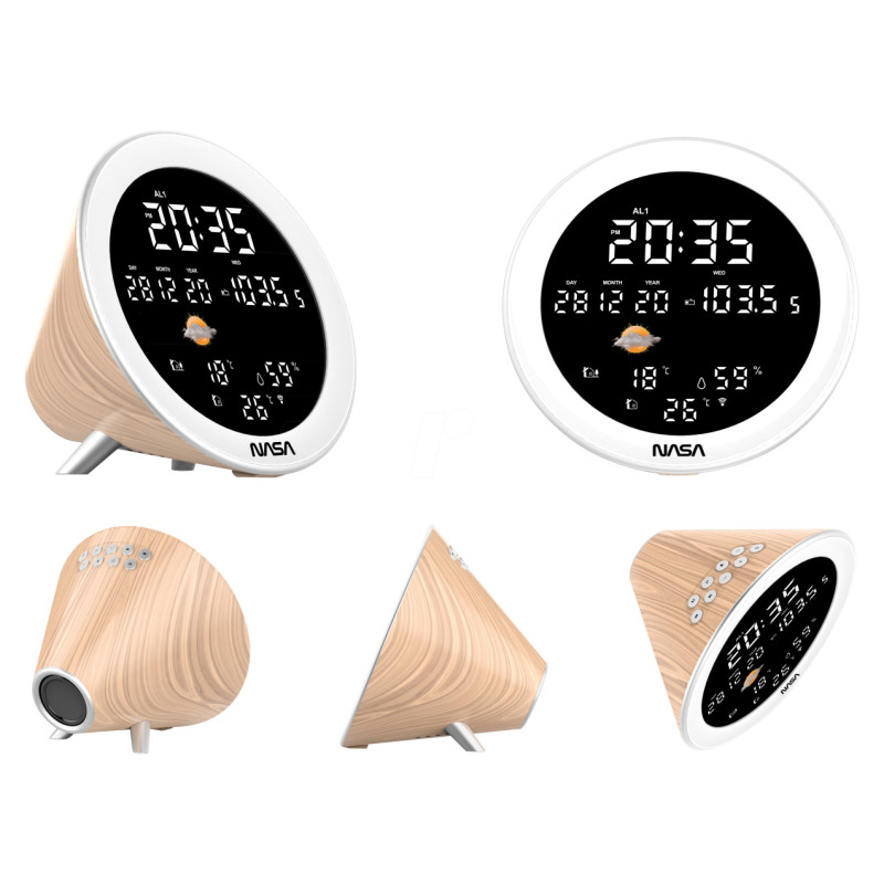 Nasa WSP1700 wood Weather Station/Speaker BT Ship
