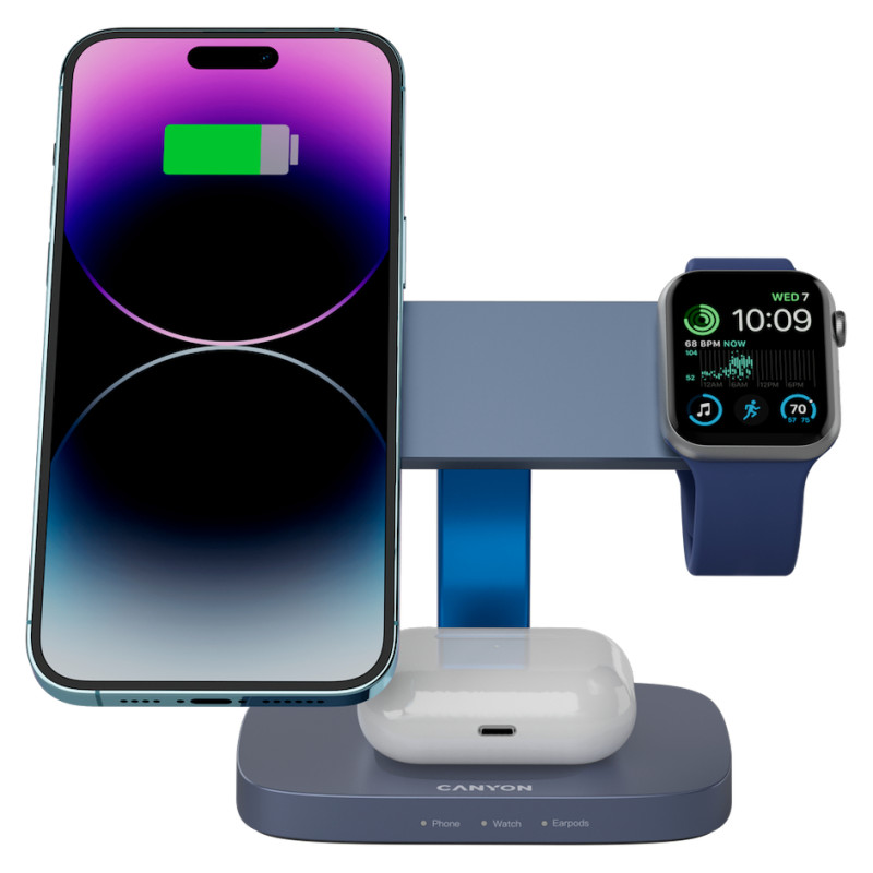 Canyon Wireless Charging Station Hexagon 310 3in1 DarkGrey/Blue