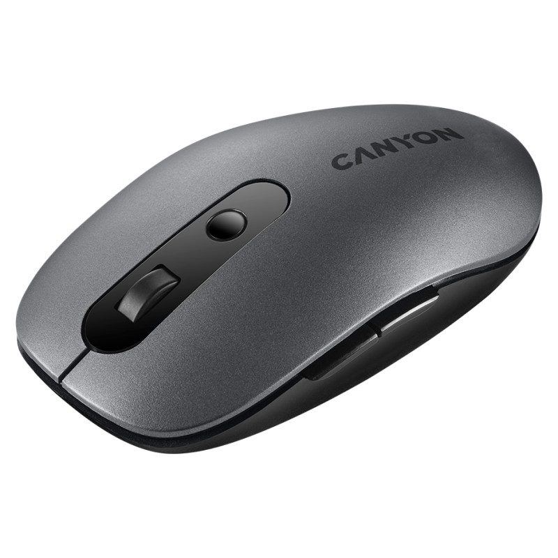 Canyon MW-9, 2 in 1 Wireless optical mouse with 6 buttons, DPI 800/1000/1200/1500, 2 mode(BT/ 2.4GHz), Battery AA*1pcs, Grey, 65.4*112.25*32.3mm, 0.092kg