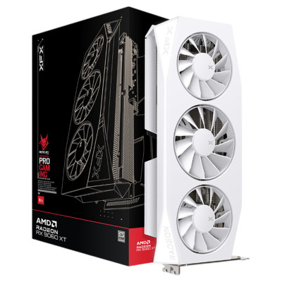 XFX Mercury AMD Radeon RX 9060XT OC White Gaming Edition with 16GB GDDR6 HDMI 2xDP, AMD RDNA 4