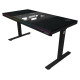 Lorgar Dual-motor sit/stand adjustable-height gaming desk with built-in PC case, wireless charger, RGB lighting, control panel, and USB ports, PB melamine surface tabletop, black.
