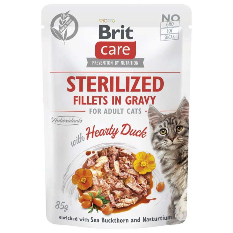 Brit Care Cat Pouch Sterilized Fillets in Gravy with Hearty Duck 85 g
