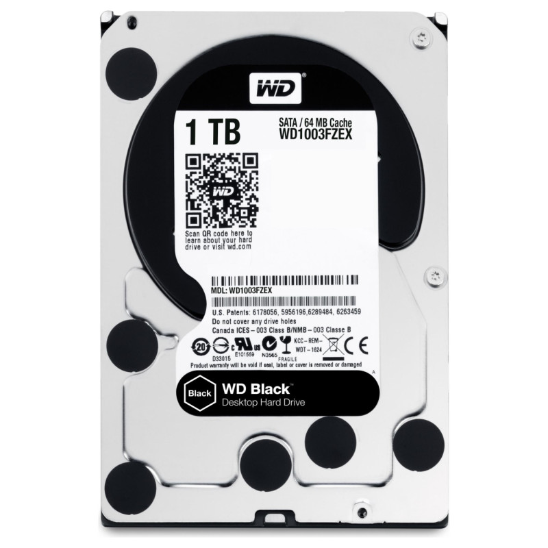 Western Digital HDD|WESTERN DIGITAL|Black|1TB|SATA 3.0|64 MB|7200 rpm|3,5"|WD1003FZEX