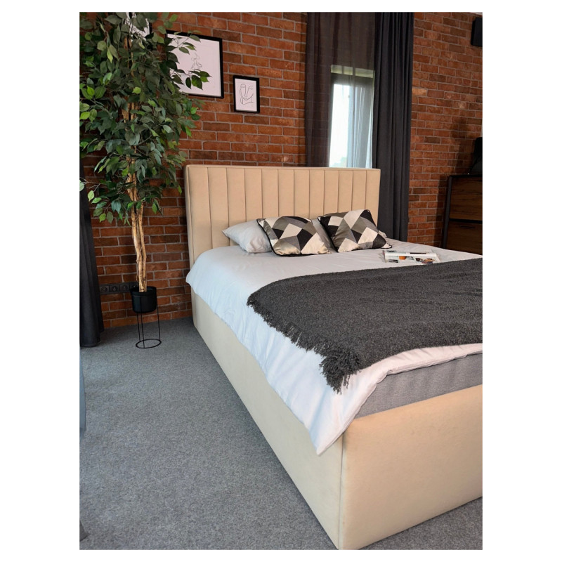 Emis Sleeping Gulta "Caroline" 140x200 / Tum&scaron;i pelēka / Ar veļas kasti