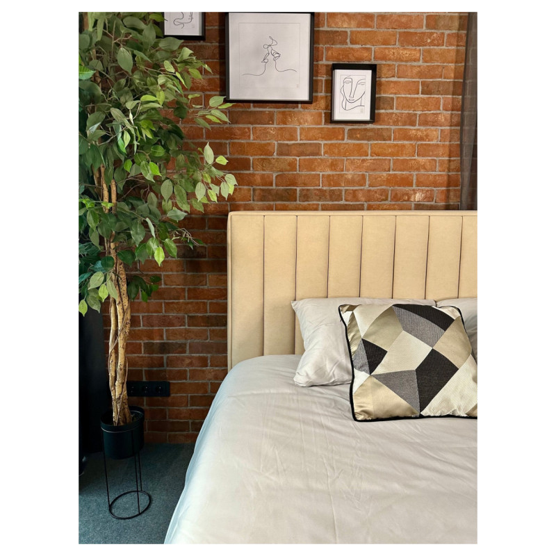 Emis Sleeping Gulta "Caroline" 140x200 / Tum&scaron;i pelēka / Ar veļas kasti