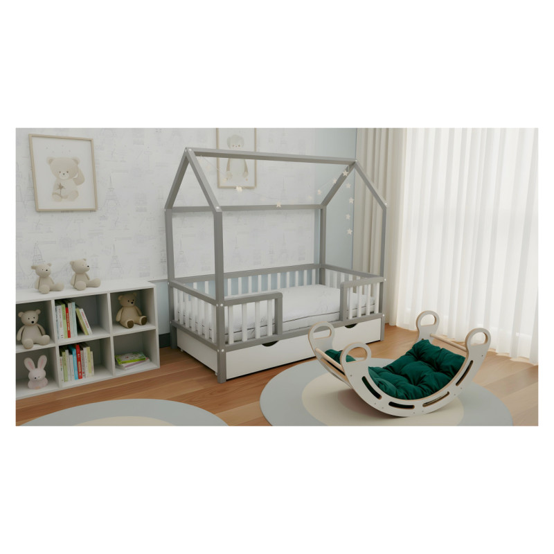 Emis Montessori bērnu gulta "Front" 80x160 / Dabīgs koks (vaskota) / Jā