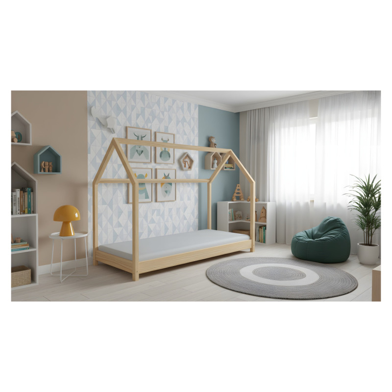 Emis Montessori bērnu gulta "Pine" 80x160 / Dabīgs koks (vaskota) / Jā