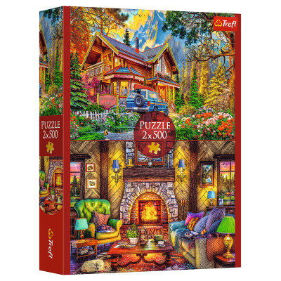 Trefl Puzle Kalnu mājiņa, 2x500 gab.