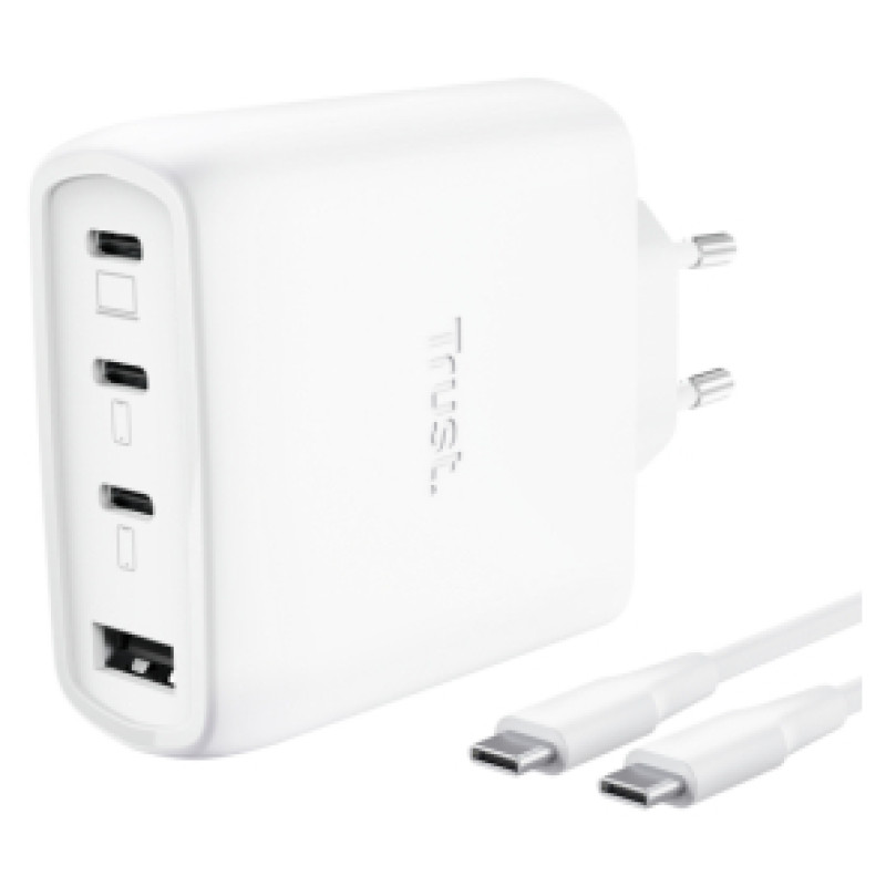 Trust Lādētājs Trust Maxo 65W 4-port GaN White