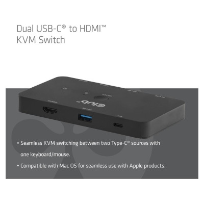 Club3D VIDEO SWITCH KVM USB-C TO HDMI/DUAL CSV-2512 CLUB3D