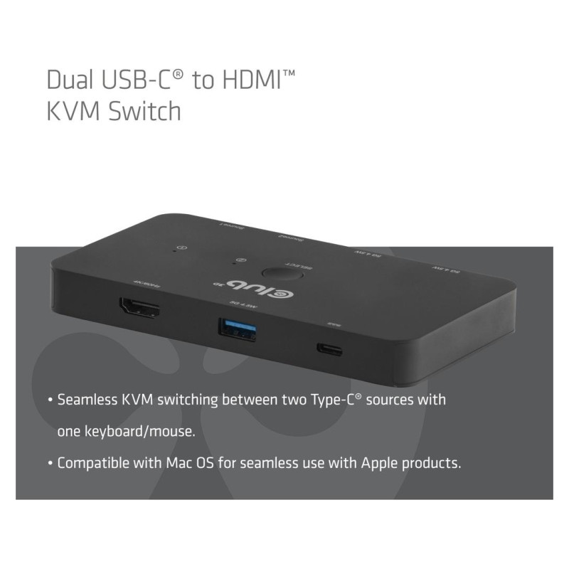 Club3D VIDEO SWITCH KVM USB-C TO HDMI/DUAL CSV-2512 CLUB3D