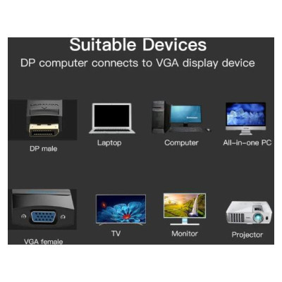 Vention I/O ADAPTER DP TO VGA/0.15M BLACK HBFBB VENTION