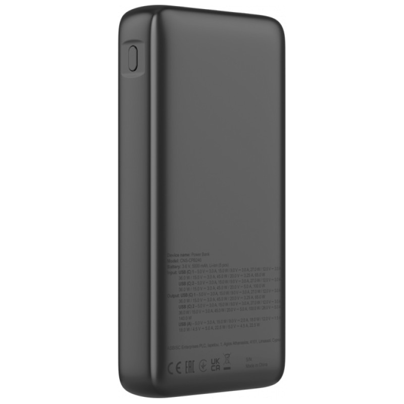 Canyon Power Bank PB-240, 25000mAh PD140W display power bank,Size160.0x82x27 mm Weight 508+-10g, Dark Grey