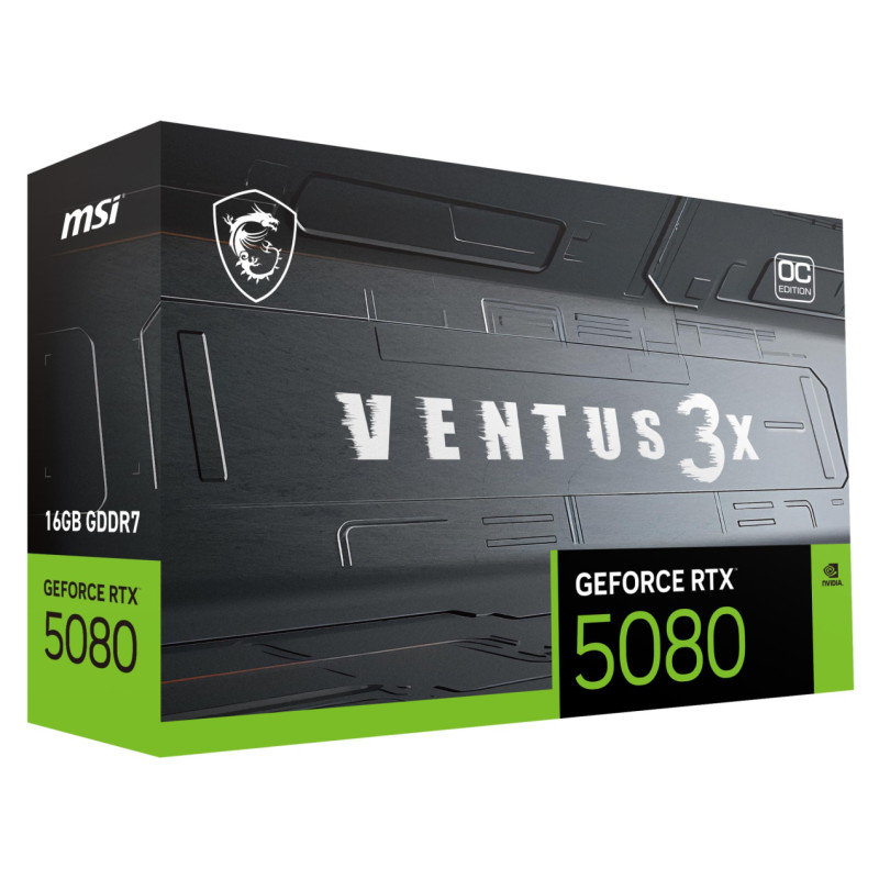 MSI Graphics Card|MSI|NVIDIA GeForce RTX 5080|16 GB|GDDR7|256 bit|PCIE 5.0 16x|Dual Slot Fansink|1xHDMI|3xDisplayPort|RTX508016GVENTUS3XOC