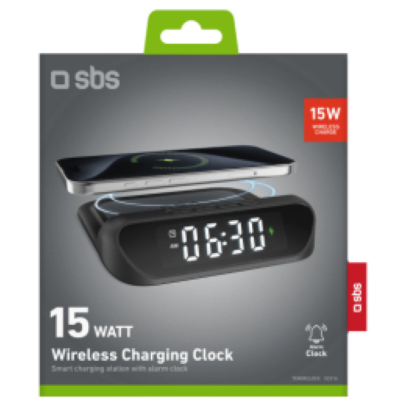 SBS Pulkstenis un lādētājs SBS Wireless Charge Qi 15W Black