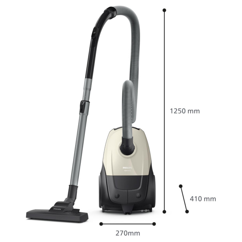 Philips Vacuum Cleaner|PHILIPS|Input power 800 W|Dust capacity 3 L|Cylinder vacuum|Cleaning type Dry|Dust container Dust bag|Colour Black/Beige|XD1101/10