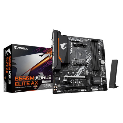 Gigabyte Mainboard|GIGABYTE|AMD B550|Socket AM4|micro ATX|RAM DDR4-SDRAM|4xSlots|Wi-Fi Yes|Bluetooth Yes|2xNumber of M.2 (M) slots|B550M AORUS ELITE AX (REV. 1.4)|B550MAORUSELITEAX1.4