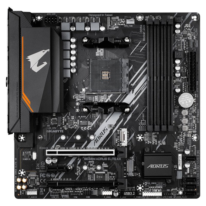 Gigabyte Mainboard|GIGABYTE|AMD B550|Socket AM4|micro ATX|RAM DDR4-SDRAM|4xSlots|Wi-Fi Yes|Bluetooth Yes|2xNumber of M.2 (M) slots|B550M AORUS ELITE AX (REV. 1.4)|B550MAORUSELITEAX1.4