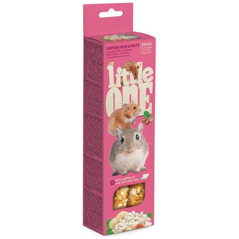 Mealberry Little One Sticks for hamsters, rats, mice and gerbils with puffed rice and nuts 2х55 g in box