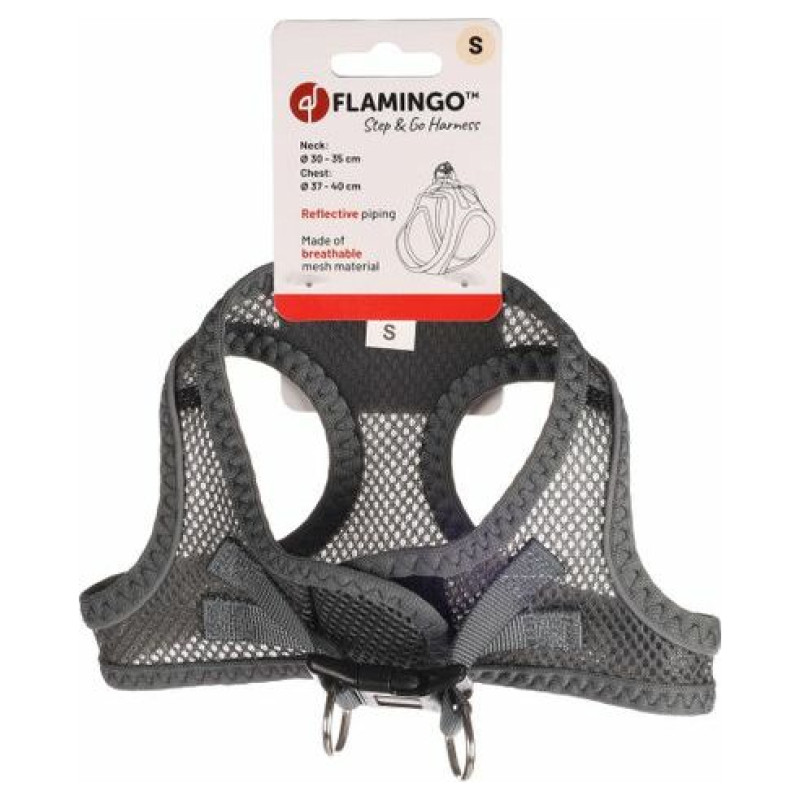 Flamingo kru&scaron;u siksna suņiem BENTO GREY S 37-40CM