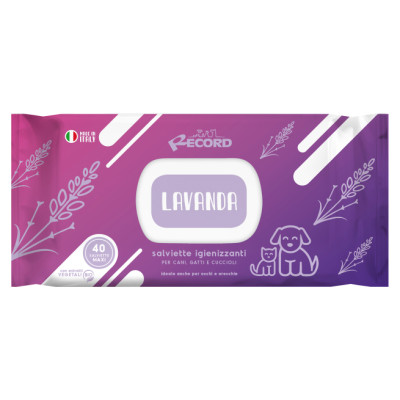 Record Tīro&scaron;as salvetes suņiem/kaķiem Maxi ar lavandas aromātu 40 gb.