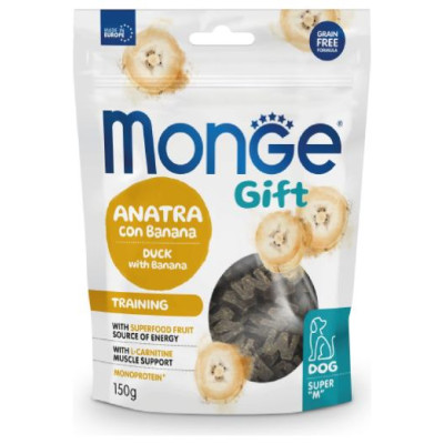 Monge GIFT Dog SUPER M Training Duck with banana / 150 g - kārums suņiem