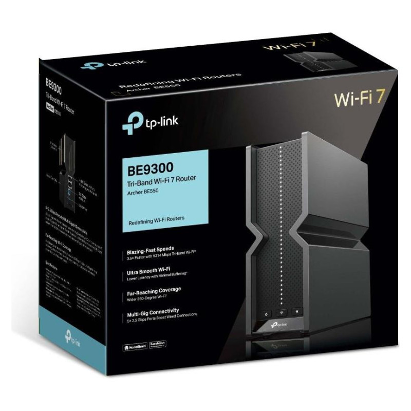 Tp-Link Wireless Router|TP-LINK|Wireless Router|9214 Mbps|Mesh|Wi-Fi 7|USB 3.0|4x2.5GbE|1x2.5GbE|Number of antennas 6|ARCHERBE550