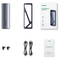 Ugreen CM578 15512 enclosure for M.2 NVMe 10Gbps drive - black + USB-C / USB-A cable + USB-C / USB-C cable