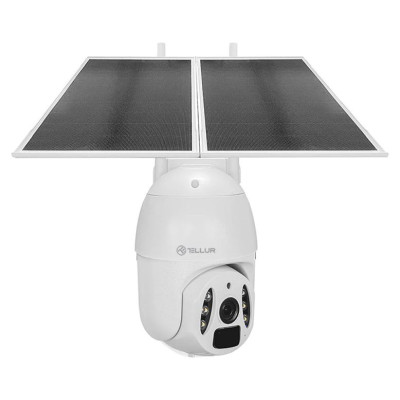 Tellur Smart WiFi Solar Camera P&T 3MP, 2K UltraHD, PIR, 20W solar panel, white