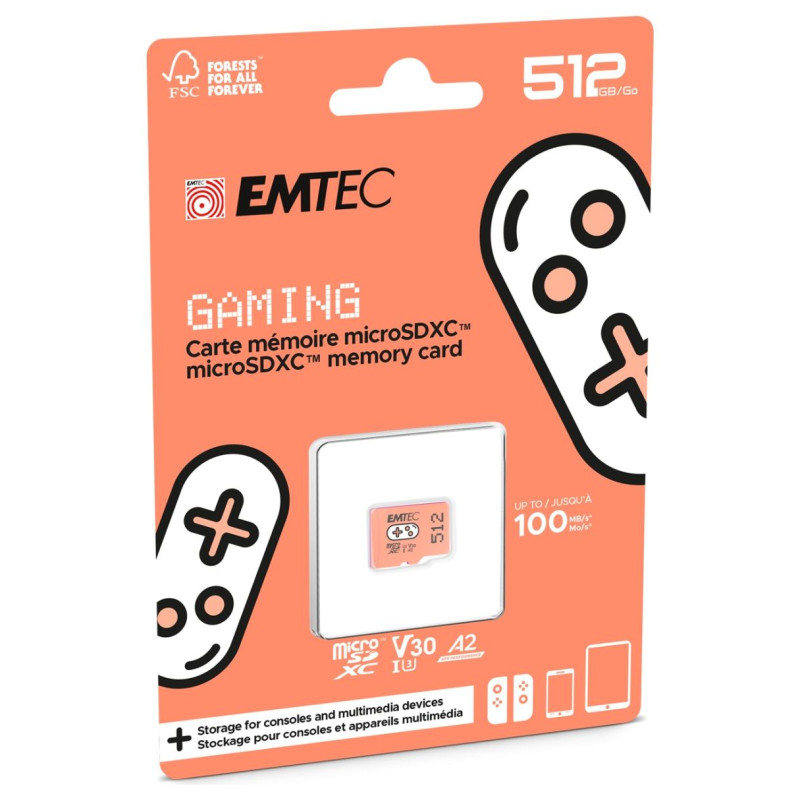 Emtec mSD 512GB UHSI U3 V30 A2 Gaming Orange