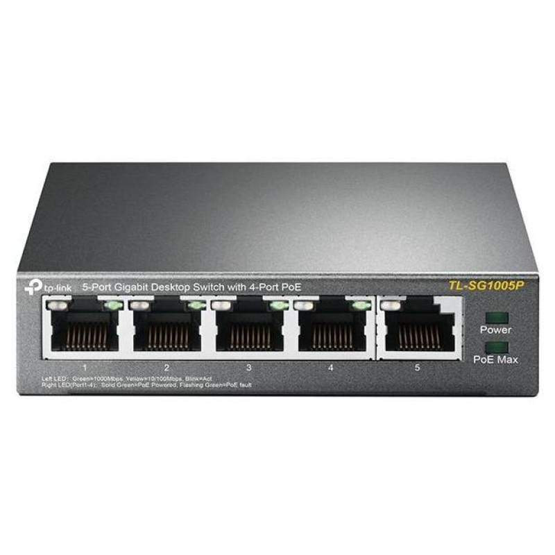 Tp-Link Switch|TP-LINK|Desktop/pedestal|5x10Base-T / 100Base-TX / 1000Base-T|PoE ports 4|TL-SG1005P