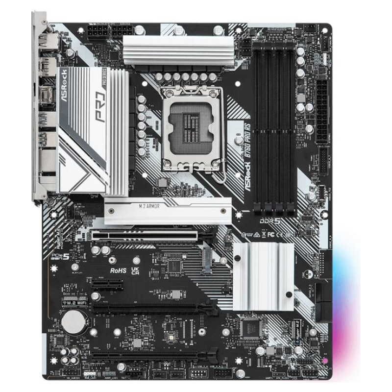 Asrock Mainboard|ASROCK|Intel B760 Express|LGA1700|ATX|Memory DDR5|Memory slots 4|1xPCI-Express 3.0 1x|1xPCI-Express 3.0 16x|1xPCI-Express 4.0 16x|1xPCI-Express 5.0 16x|3xM.2|1xHDMI|1xDisplayPort|2xUSB 2.0|5xUSB 3.2|1xUSB-C|1xRJ45|3xAudio port|B760PRORS