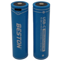 Hismart Rechargeable 21700 Size Battery with USB-C Port, 3.6V, 5000mAh, Li-Ion, 2pcs