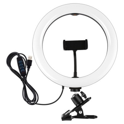 Puluz LED Ring Lamp 26cm, with Phone Holder and Mounting Clamp, USB