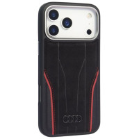 Audi R8 Genuine Leather MagSafe Case for iPhone 17 Pro - Black and Red