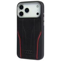 Audi R8 Genuine Leather MagSafe Case for iPhone 17 Pro - Black and Red